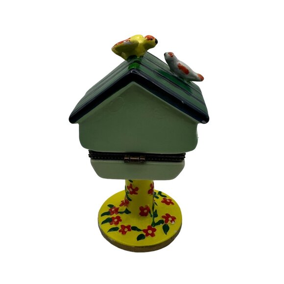 Pier One Ceramic Birdhouse Trinket Box With Floral Design & Bird Figurines - Picture 4 of 7